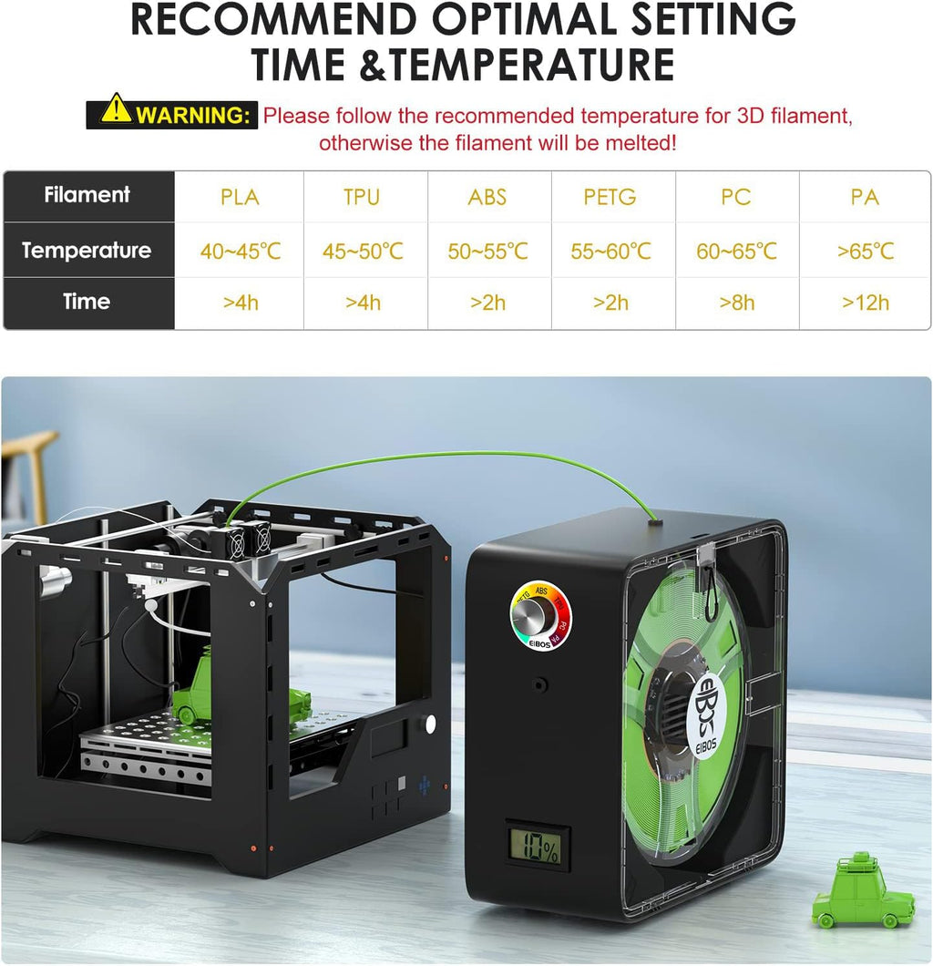 3D Printer Filament Dryer with Fan, Adjustable Temperature, Humidity Control & Spool Holder T8875