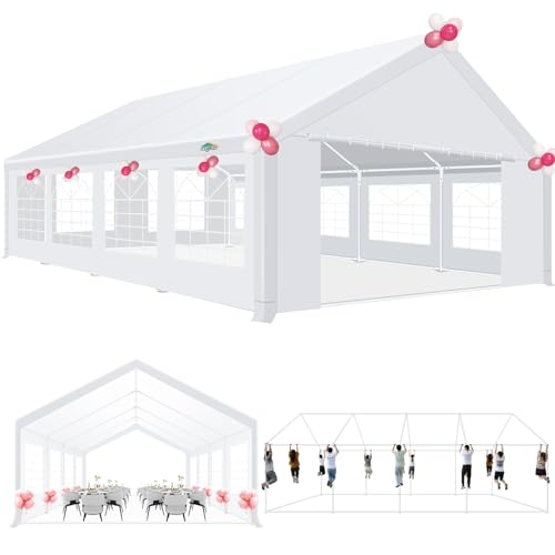 White 20x40 Heavy Duty Party Tent with Removable Sidewall S5381