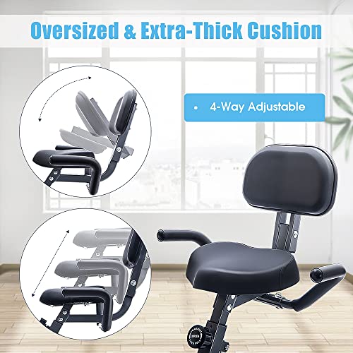 2 In 1 Recumbent Exercise Bike and Upright Indoor Cycling Bike with 16 Level Magnetic Resistance H3897