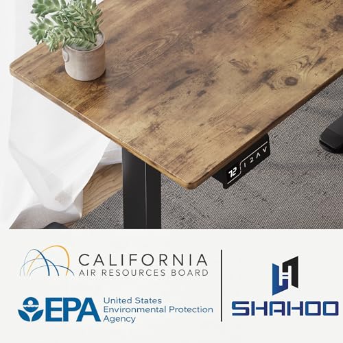 Rustic Brown L-Shaped Electric Standing Desk 63 x 48 Inches M653732