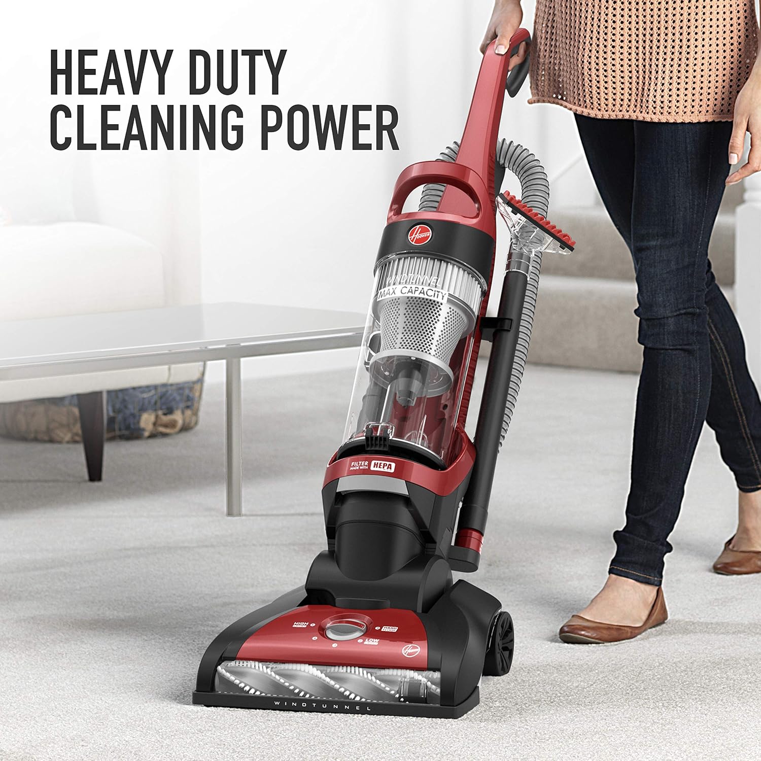 Red Upright Vacuum Cleaner with HEPA Media Filtration V22296