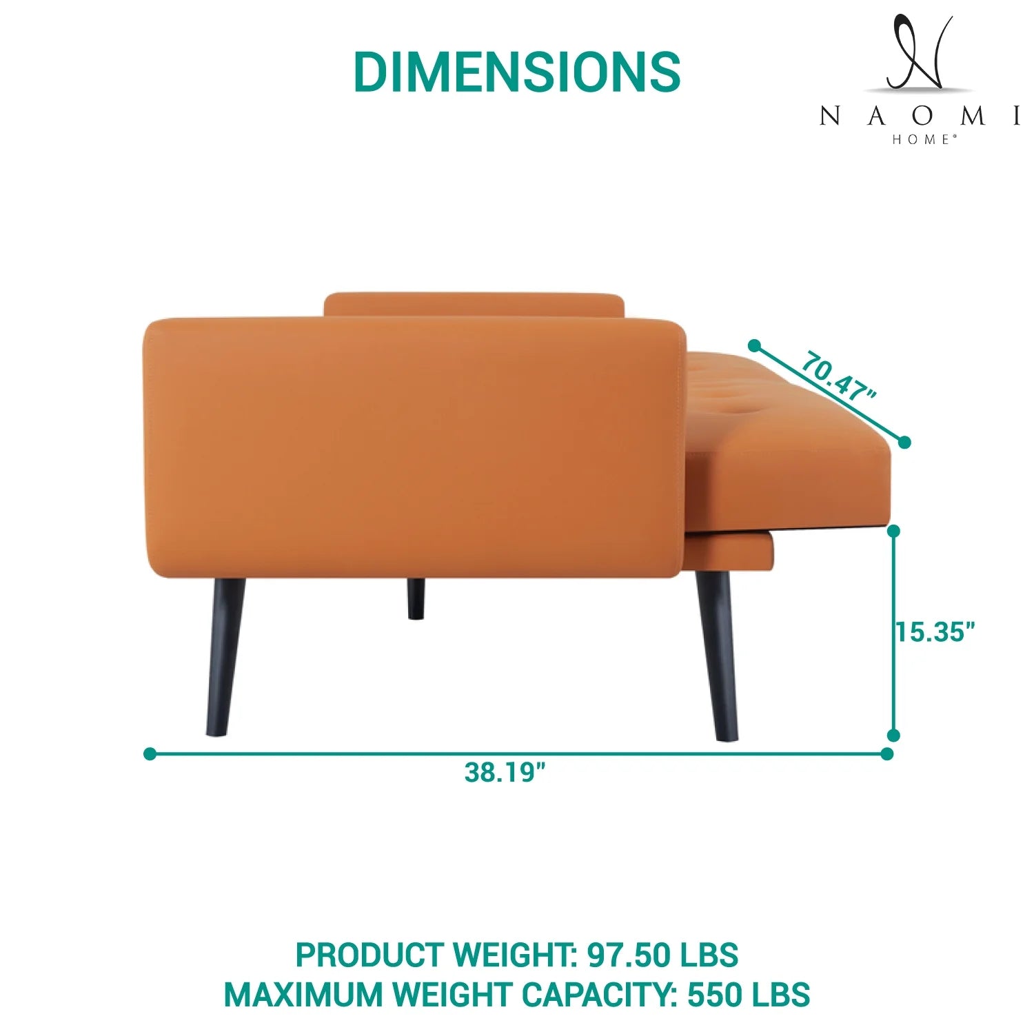 Caramel Air Leather Futon Sofa Bed T6811