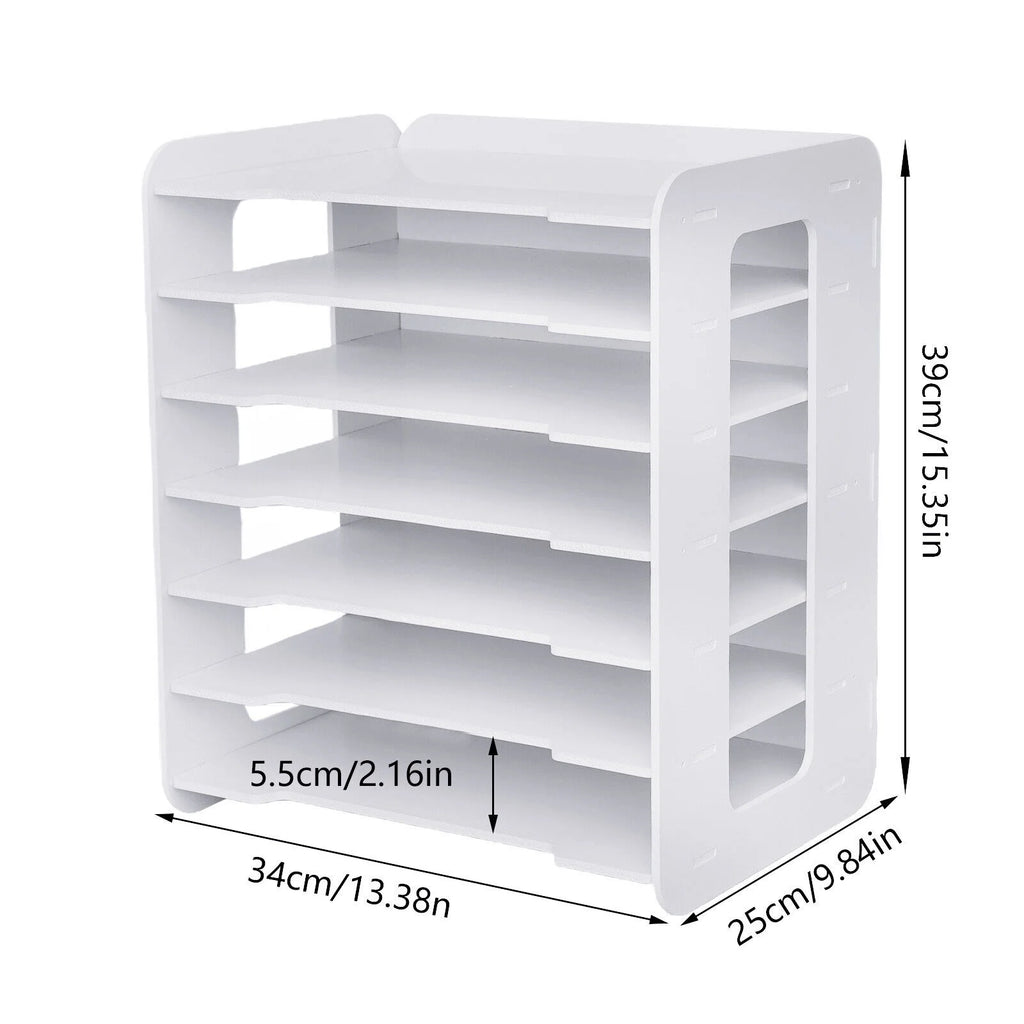7 Tier Desktop Organizer File Shelf Document Storage Rack S39867