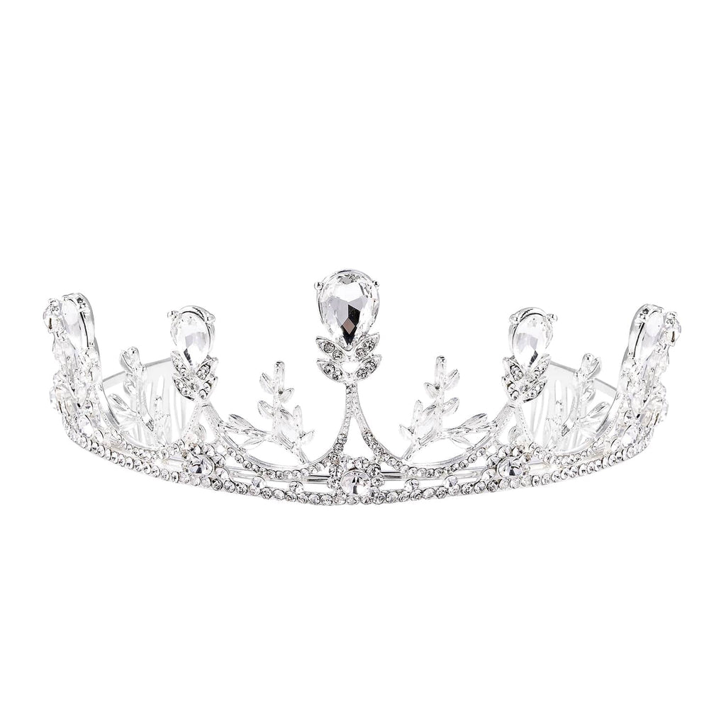 White Glass Crystal Crown Tiara Rhinestone Fashion Jewelry N719