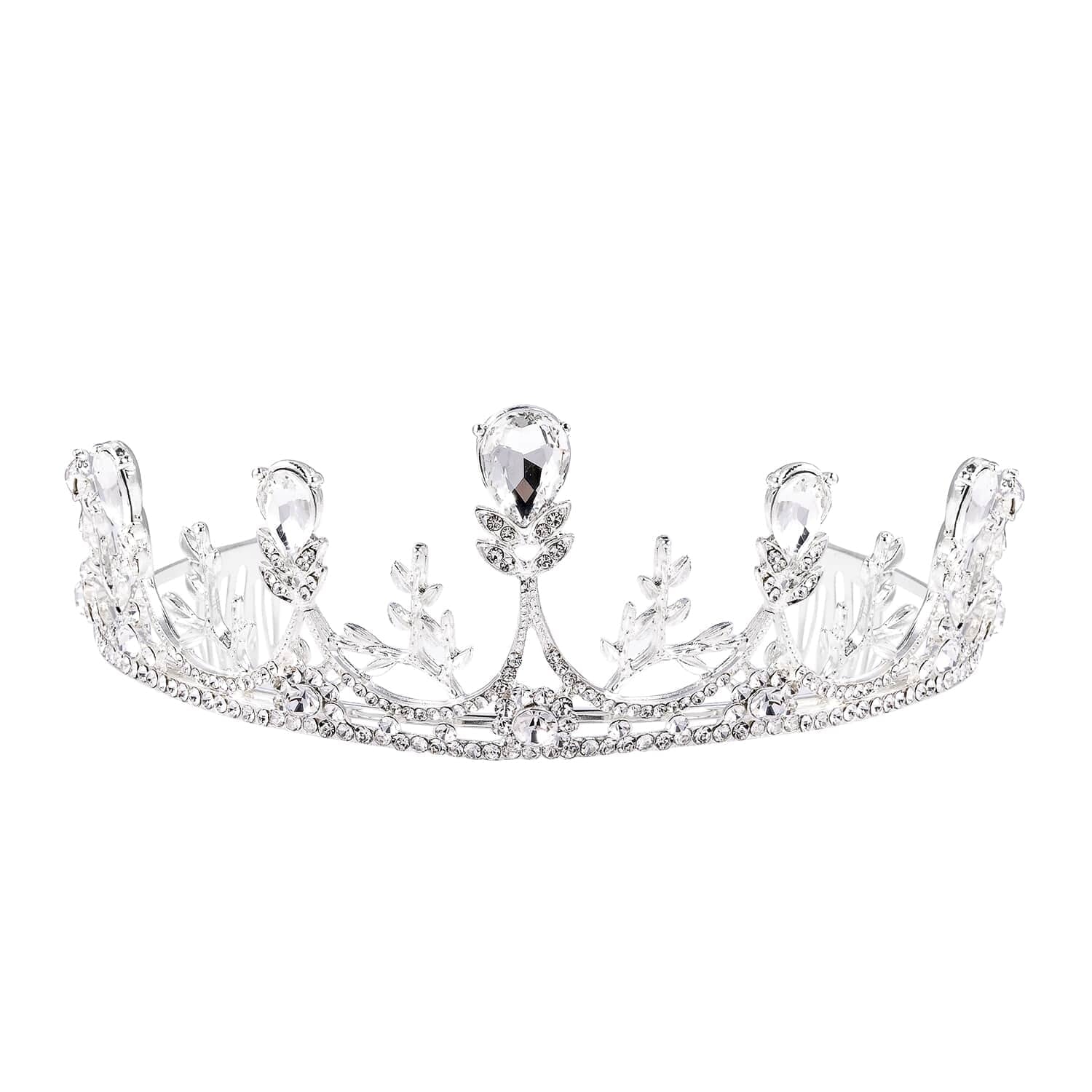 White Glass Crystal Crown Tiara Rhinestone Fashion Jewelry N719