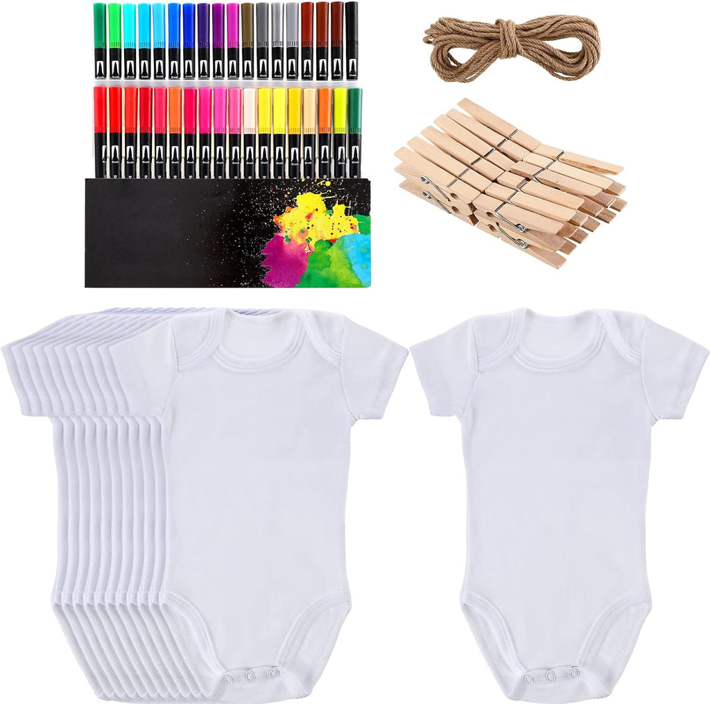 24 Pcs Unisex Baby Bodysuit Cotton Short Sleeve Bodysuits A387
