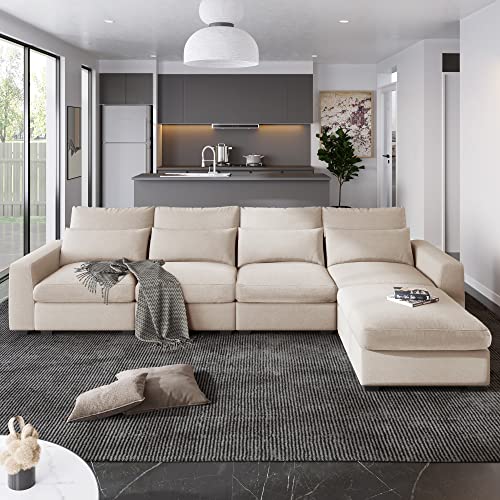 L-Shape Feather Filled Sectional Sofa with Reversible Chaise X74343