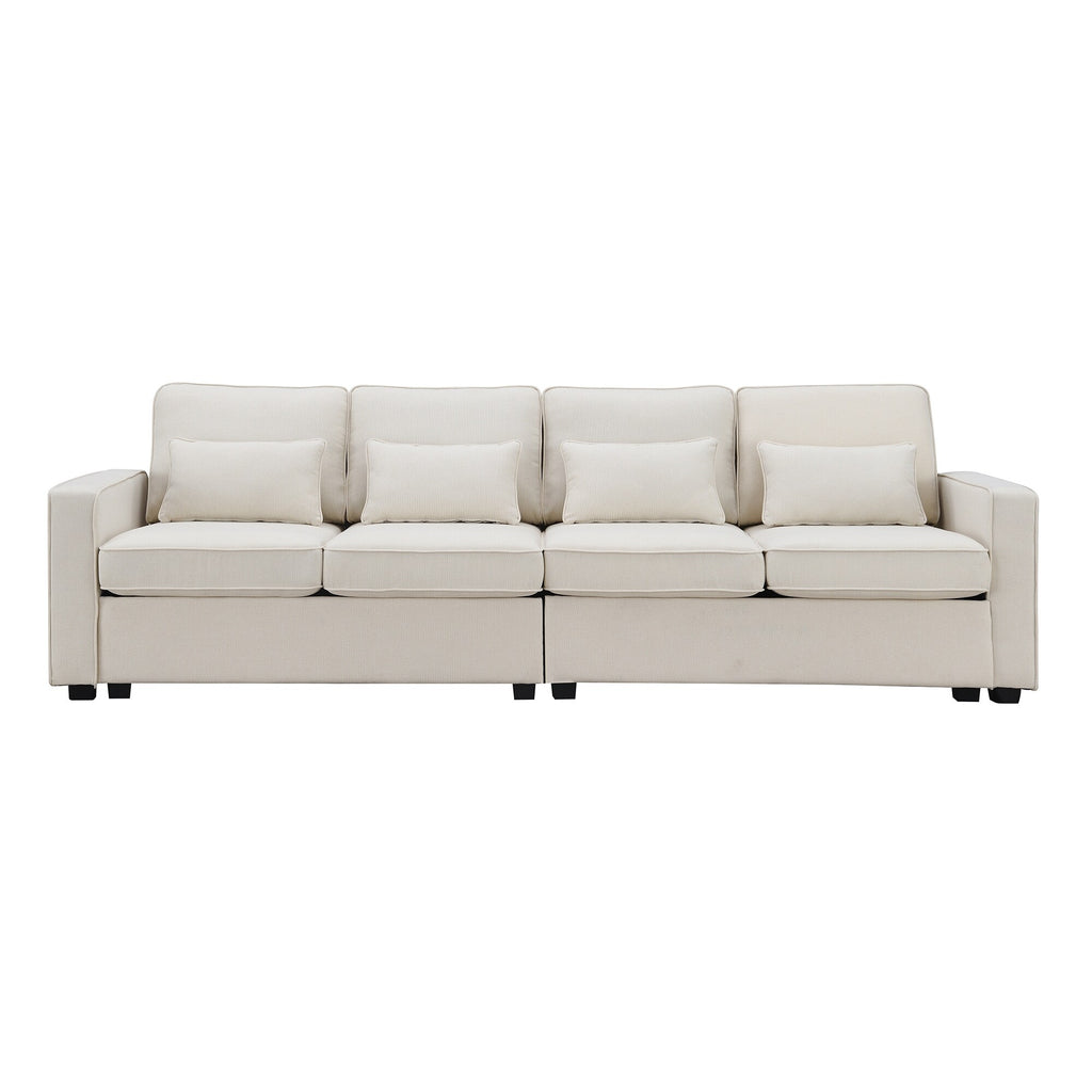 4-Seater Linen Fabric Sofa with 4 Pillows A5819