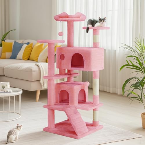 Dark Grey Multi-Level Cat Tree with 2 Condos and Scratching Posts F625885