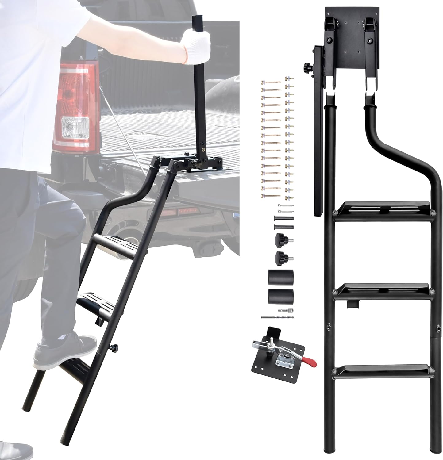 Heavy Duty Folding Pickup Truck Tailgate Ladder with Handrail Y458