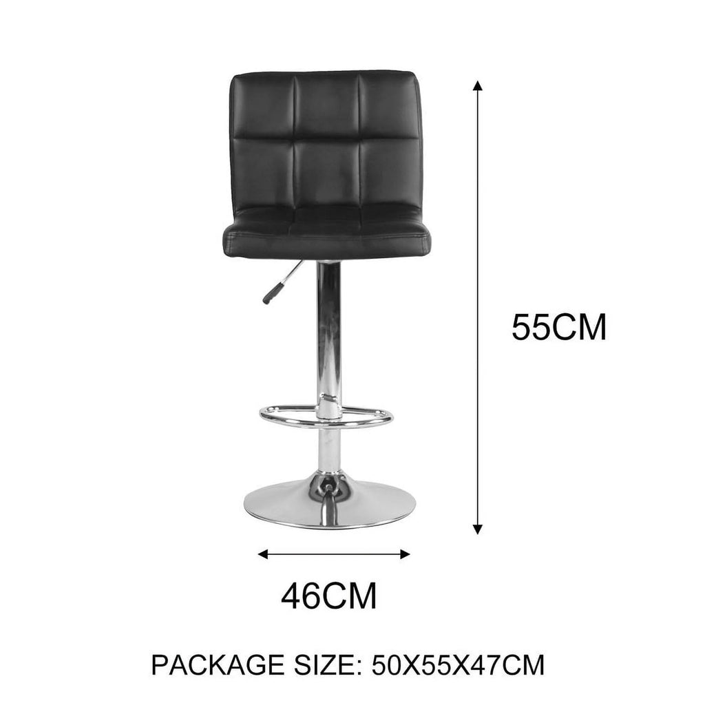 Black PU Leather Adjustable Swivel Bar Stools Set of 2 B3678