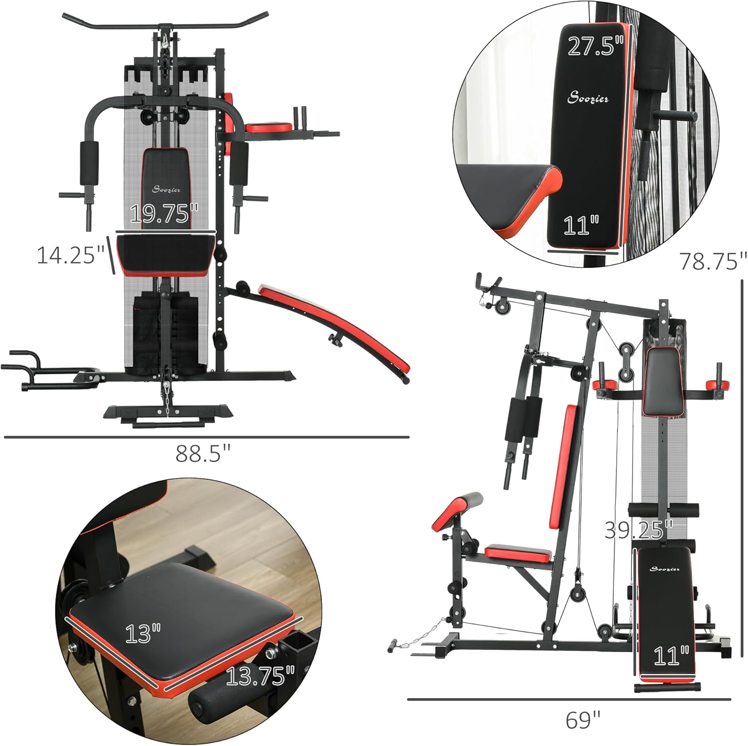 Multi Gym Workout Station with 143lbs Weight Stack M830