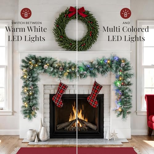 9ft Pre-Lit Pre-Decorated Christmas Garland with 50 Lights B91420