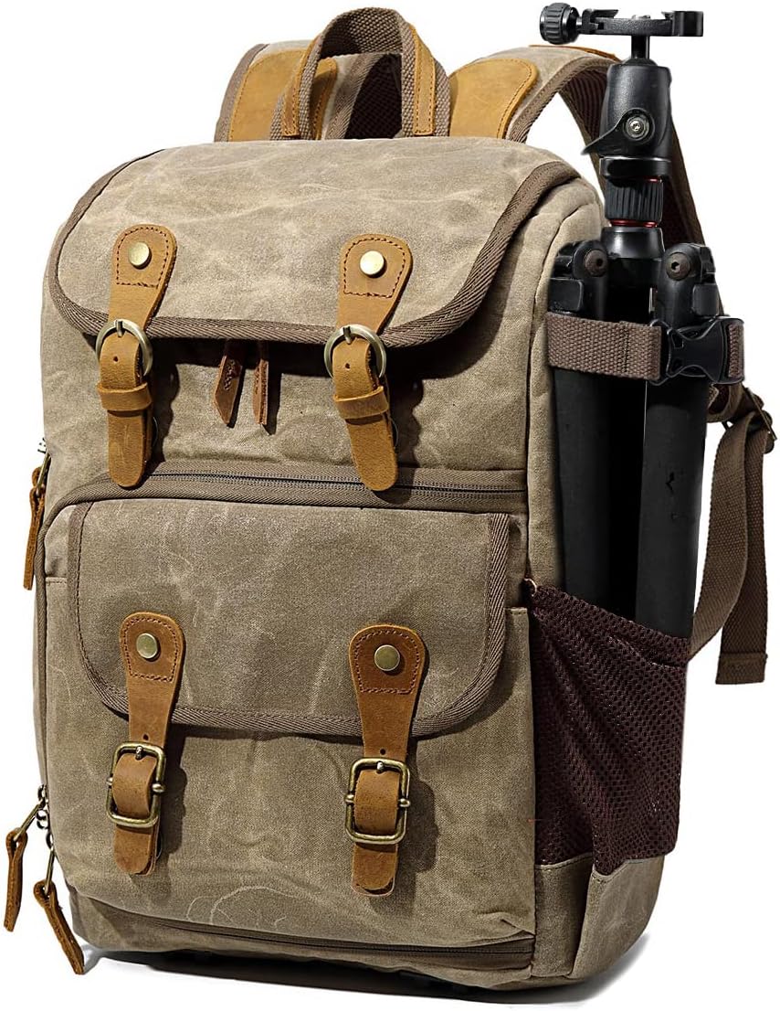 Waterproof Vintage Camera Backpack for DSLR SLR Cameras Laptops Lenses and Tripod T17208