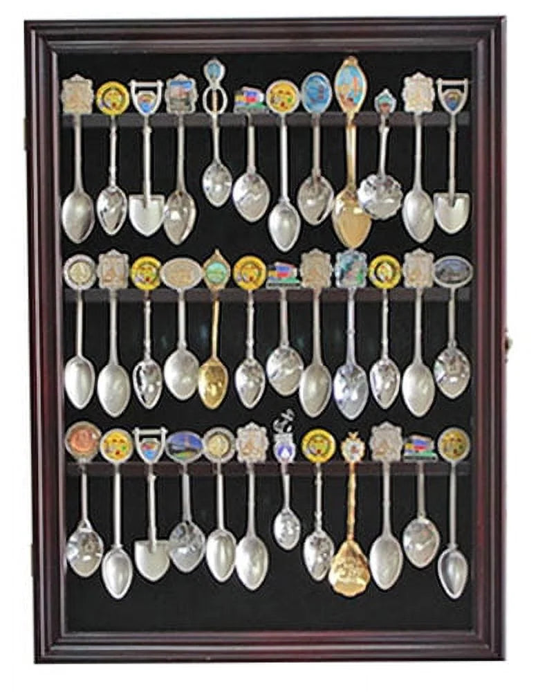 Dark Cherry Spoon Display Case Cabinet with Glass Door U9039
