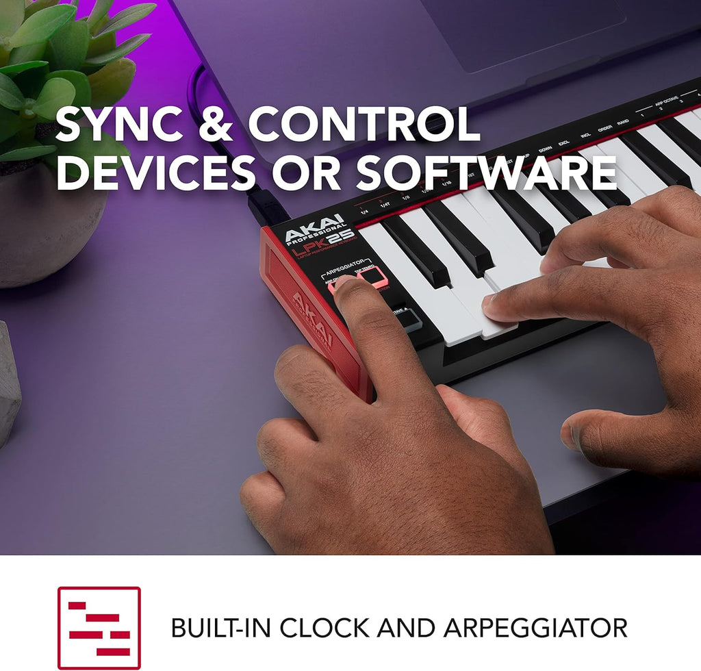 USB MIDI Keyboard and USB MIDI Controller with 25 Synth Keys and 8 RGB MPC Drum Pads V524707