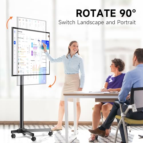 Mobile TV Carts Rotating Rolling TV Stand on Wheels for 13-50" Flat Curved TVs Height Adjustable 30° Tilt Floor TV Stand Portable Monitor Stand Holds up to 44lbs Max VESA 200x200mm M1583