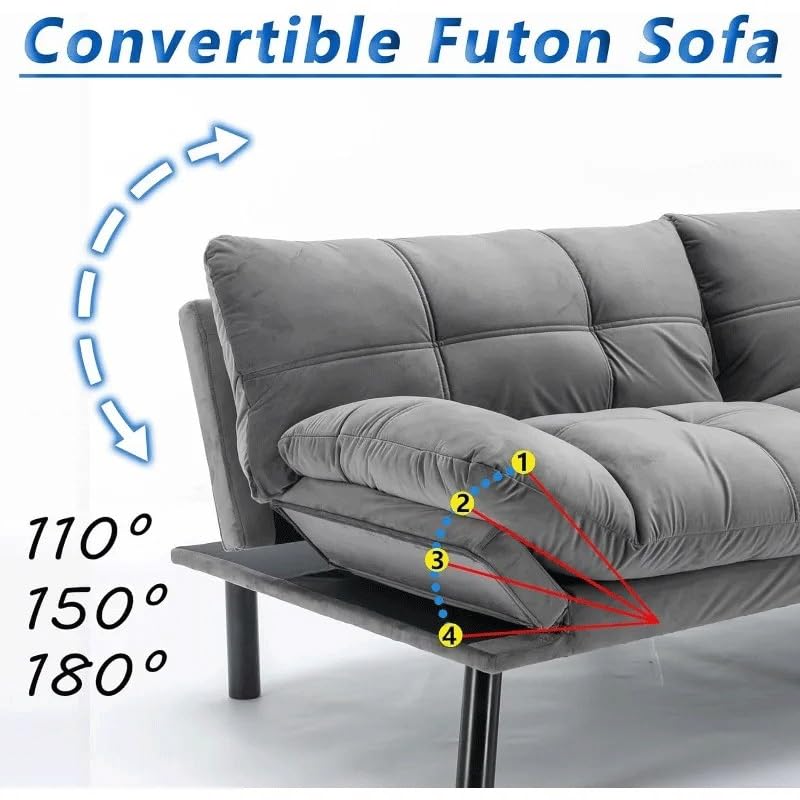 Convertible Sleeper Sofa Bed with Adjustable Backrests and Folding Armrest P146