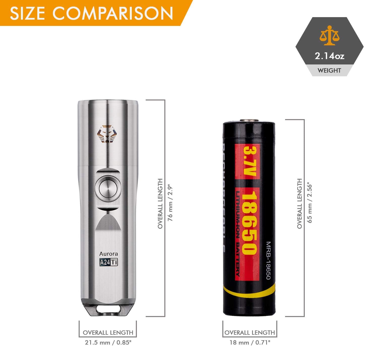Titanium LED Flashlight, 1000 Lumen, Rechargeable Keychain Flashlight with Replaceable Batteries J599864