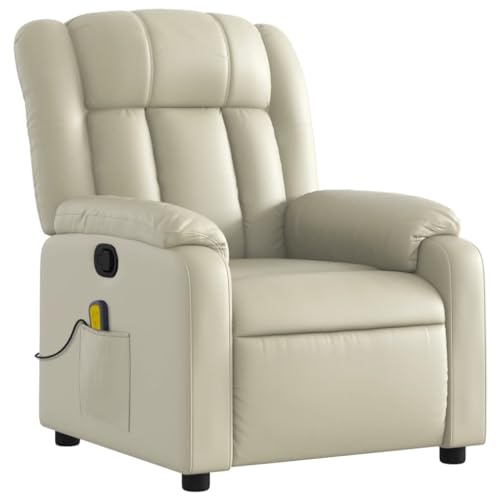 Cream Faux Leather Massage Recliner Chair R8631