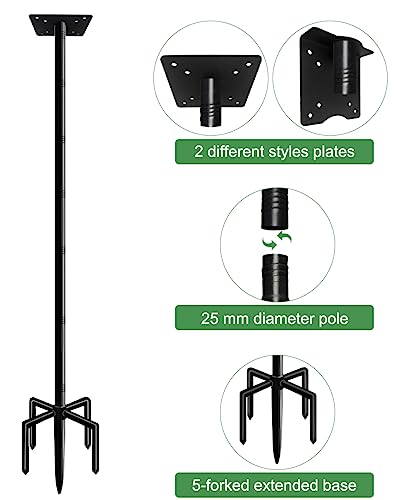 Black 105 Inch Bird Feeder Pole Mount Kit with 5-Prong Base G3875