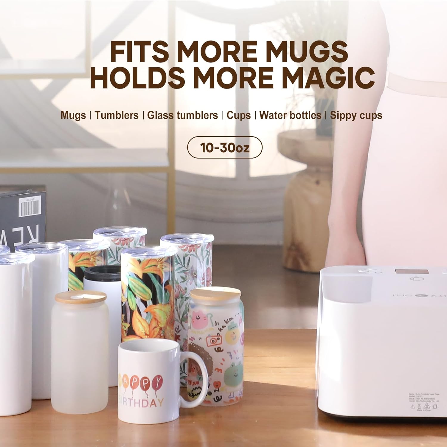 Auto Tumbler Heat Press Machine with 12pack Sublimation Mugs Blanks 11 oz T518