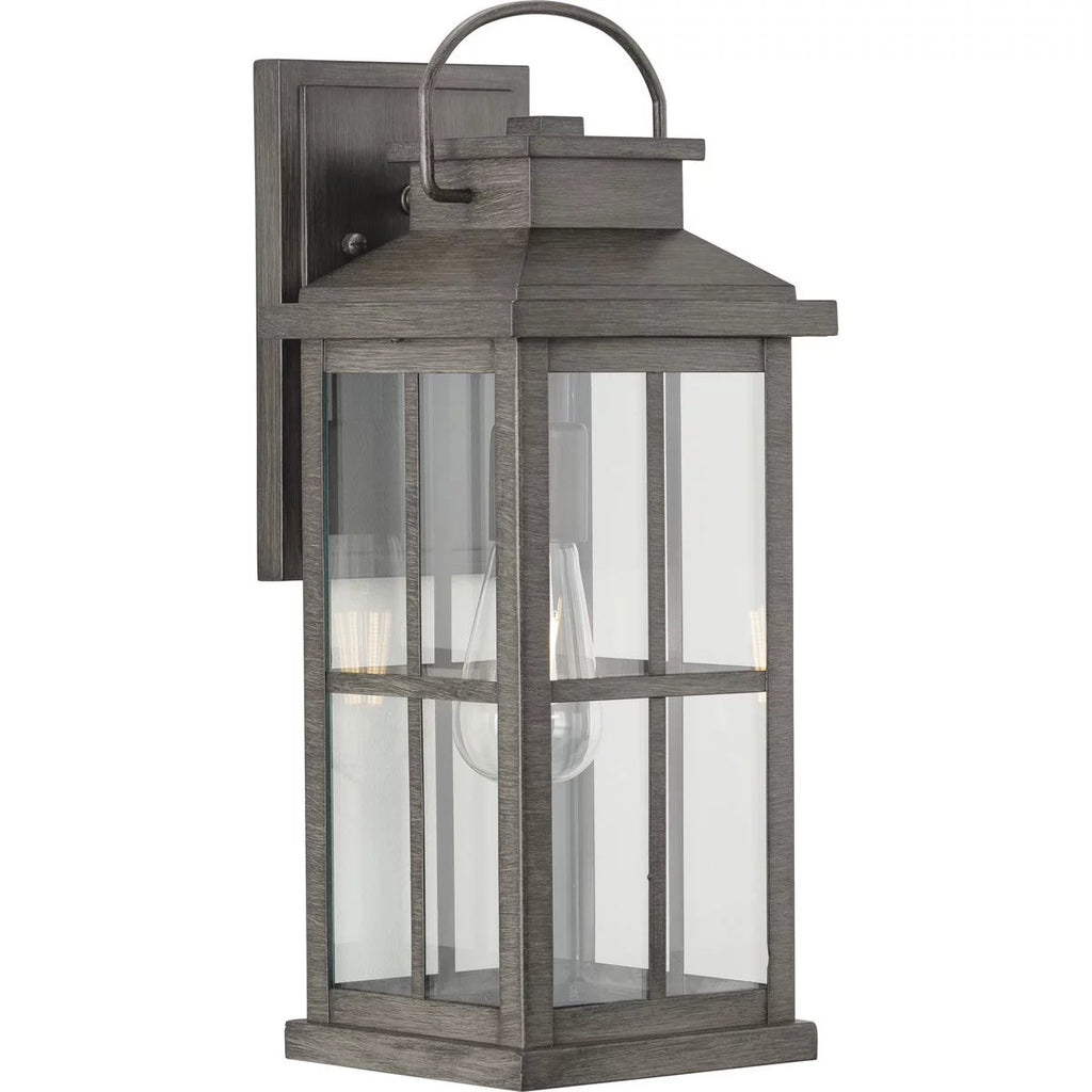 Antique Pewter Clear Glass Large Outdoor Wall Lantern W595577
