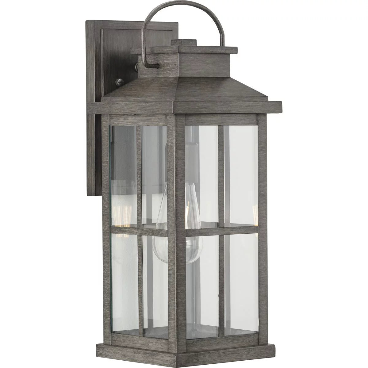 Antique Pewter Clear Glass Large Outdoor Wall Lantern W595577