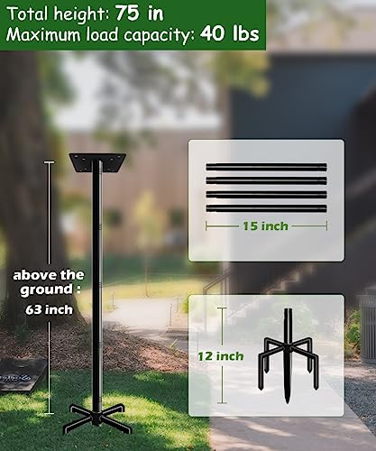 Black 105 Inch Bird Feeder Pole Mount Kit with 5-Prong Base G3875