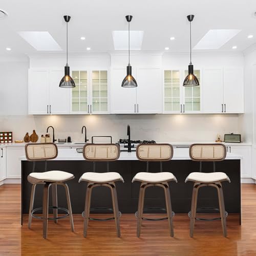 Beige Swivel Bar Stools Set of 2 I1394