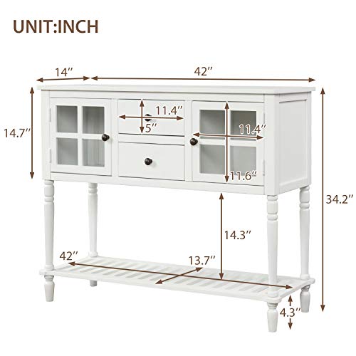 Antique Navy Buffet Sideboard Console Table with 2 Storage Drawers, 2 Cabinets & 1 Bottom Shelf H929368
