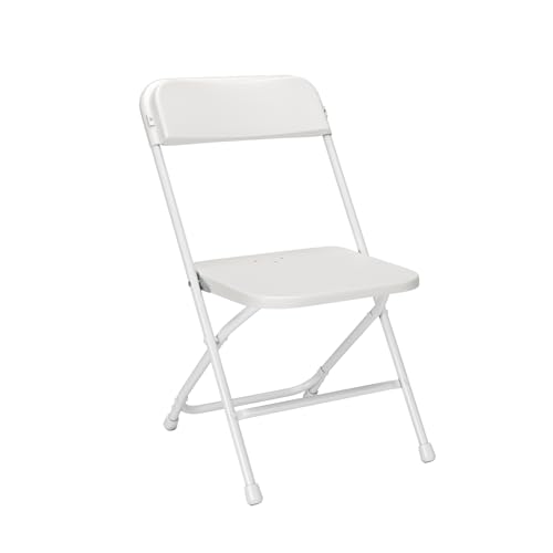 White Plastic Folding Chair with Steel Frame H11483