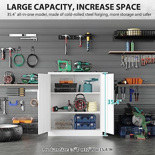 Metal Storage Cabinet with 2 Adjustable Shelves 36" H P5599
