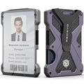 Slim Aluminum Metal Money Clip Wallet with Clear ID Card Holder, Carbon Fiber Wallet, RFID Blocking, Ultra-Thin Tactical Wallet - Dark Grey V8223
