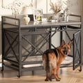 Grey 48 Inch Wooden Dog Crate Q4146