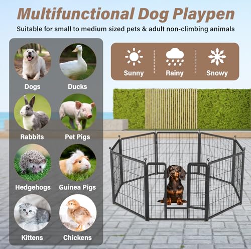 Black 32" Height 8 Panels Heavy Duty Dog Playpen L88048