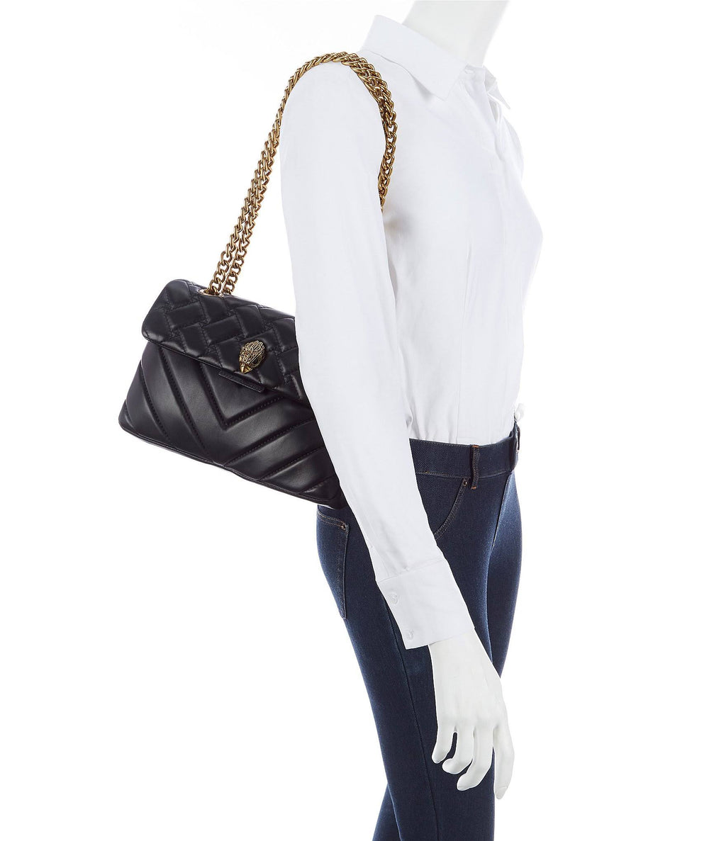 Black Quilted Leather Shoulder Bag C789