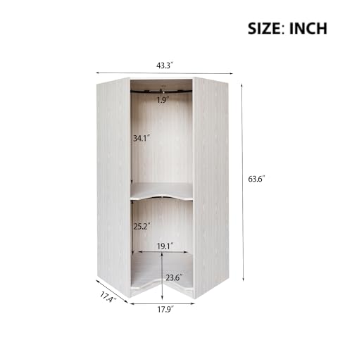 Gray Corner Wood Wardrobe E12658
