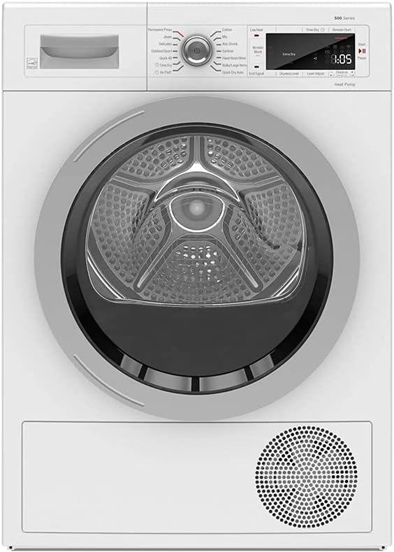 24" Smart Compact Heat Pump Dryer with 4 cu. ft. Capacity, Stainless Steel Drum, in White A6963