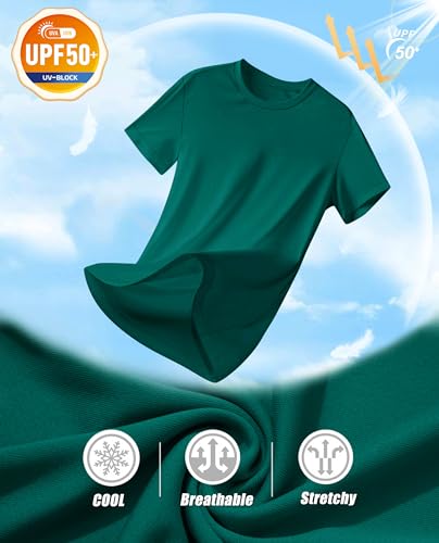 Women's Short Sleeve T-Shirts UPF 50+ Sun Protection Quick Dry Athletic Running Rash Guard Tops Q459411