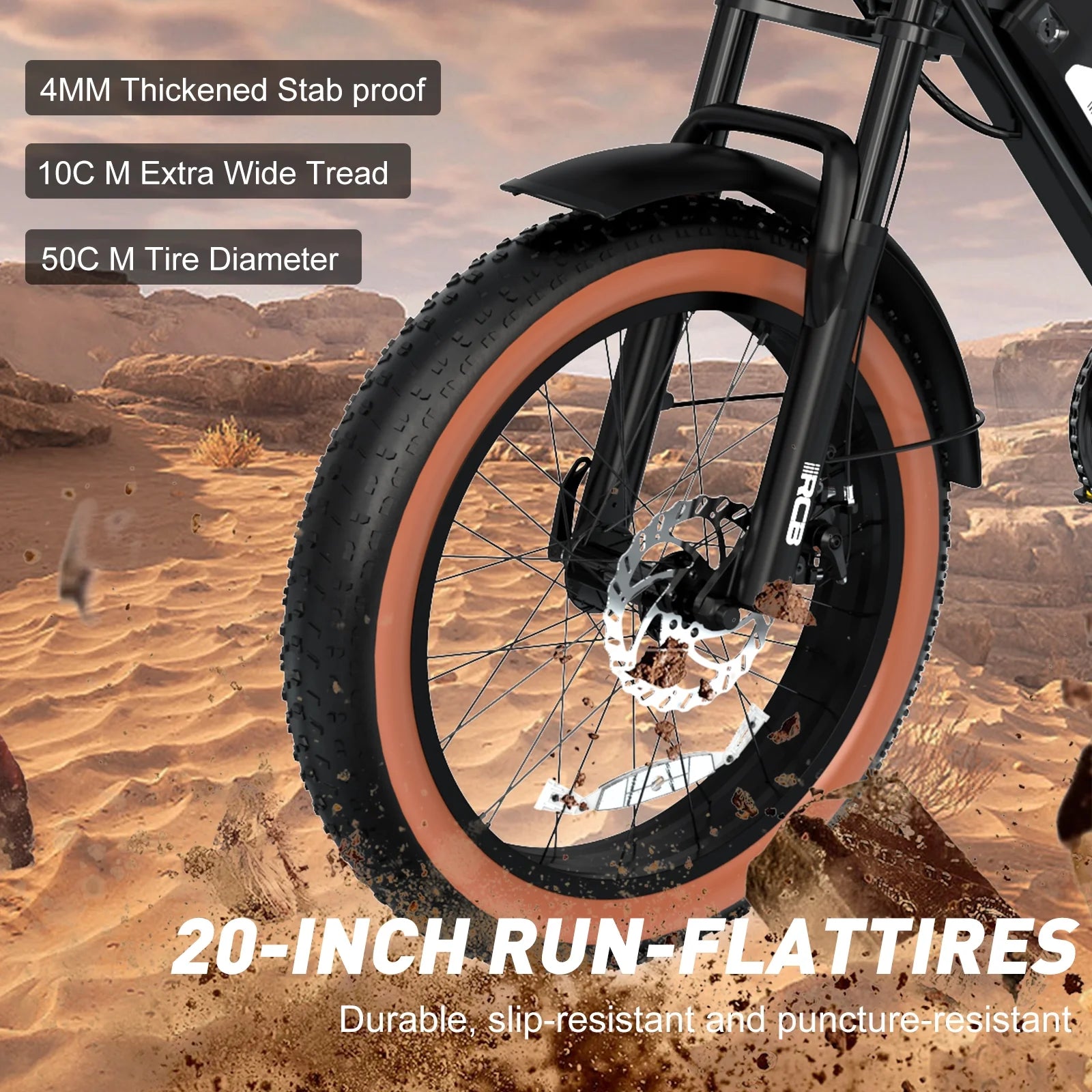 Black 20" 4.0 Fat Tire Electric Bike with 48V 15Ah Battery V56514
