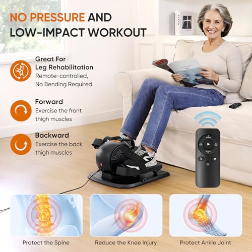 Under Desk Elliptical Machine, Electric Ellipse Leg Exerciser, Seated Pedal Exerciser J66278
