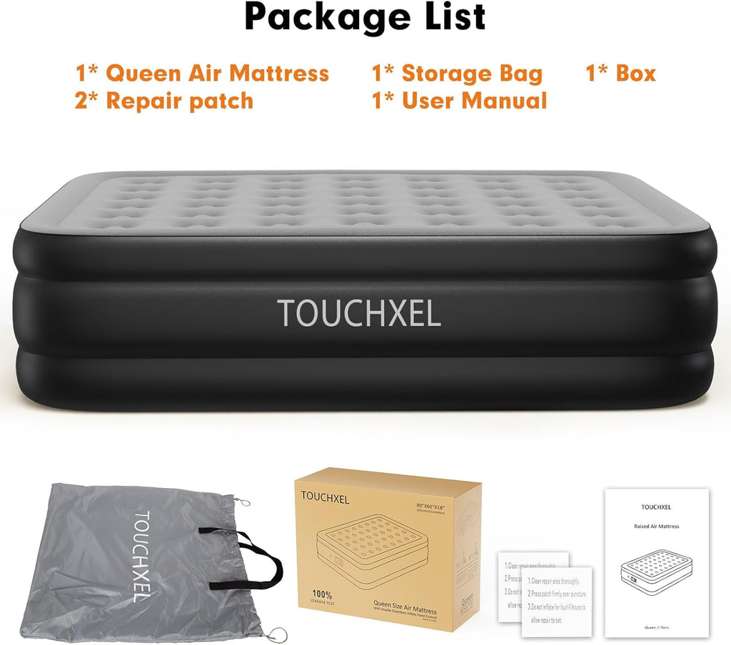 Queen Self Inflating Air Mattress 18" High with Built in Double Pump A1861