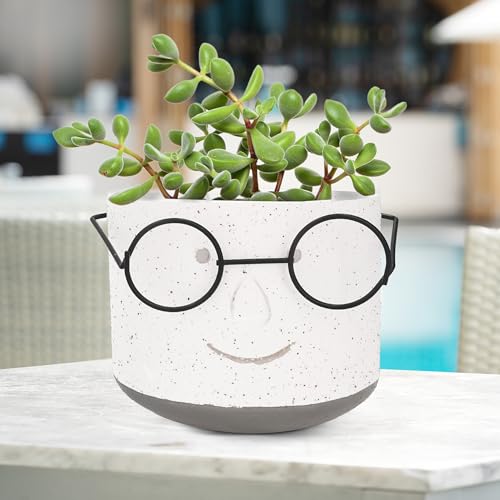 Green 4 inch Face Planter Pot with Drainage D840