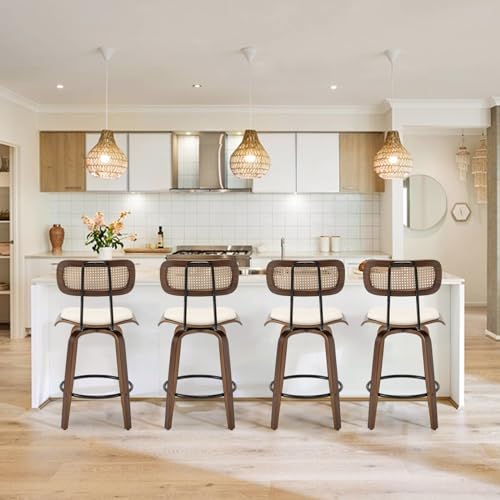 Beige Swivel Bar Stools Set of 2 I1394