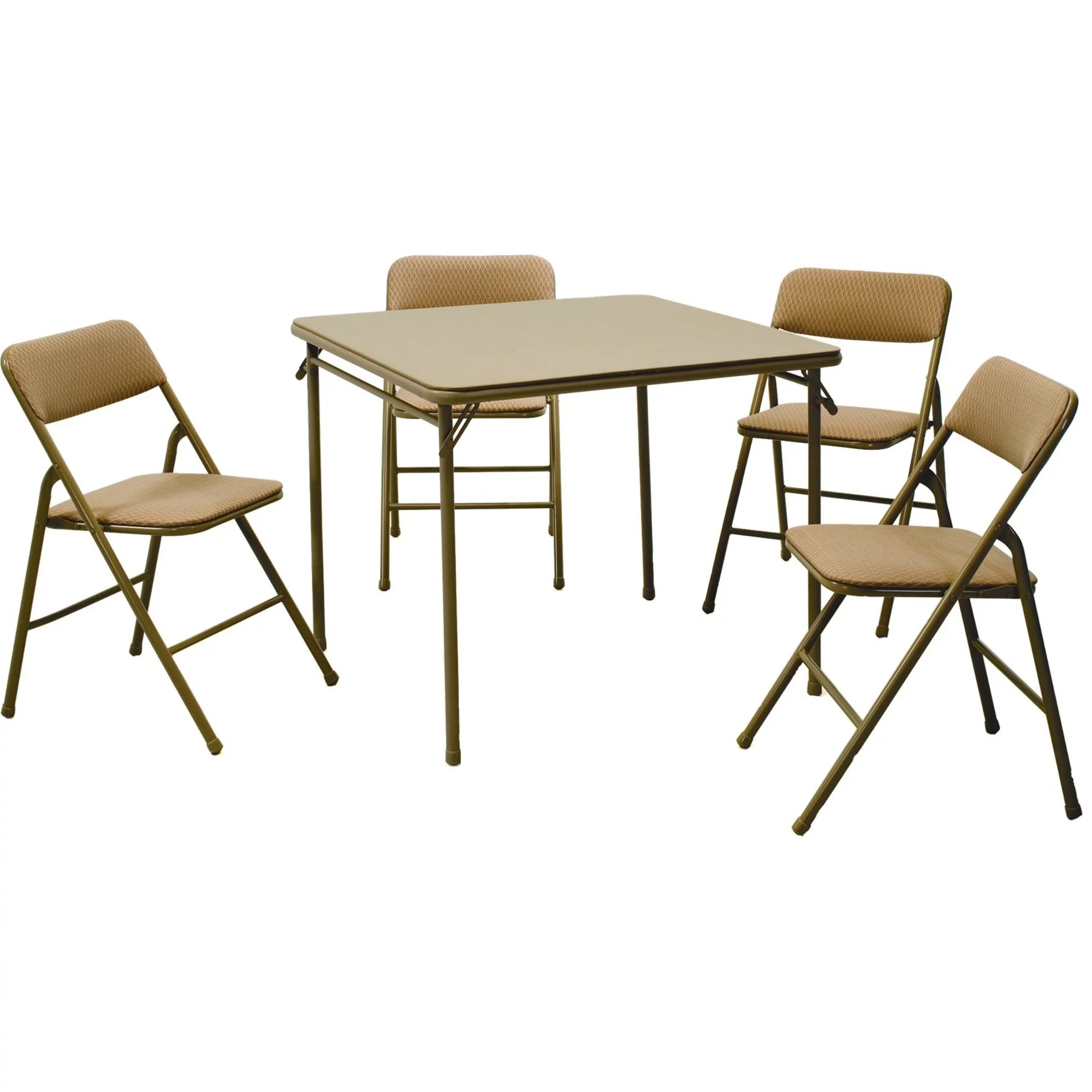 5-Piece Folding Table and Chair Set, Tan Q861627