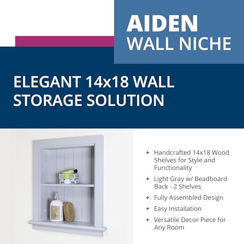 14x18 Real Wood Light Gray Wall Medicine Cabinet V12643