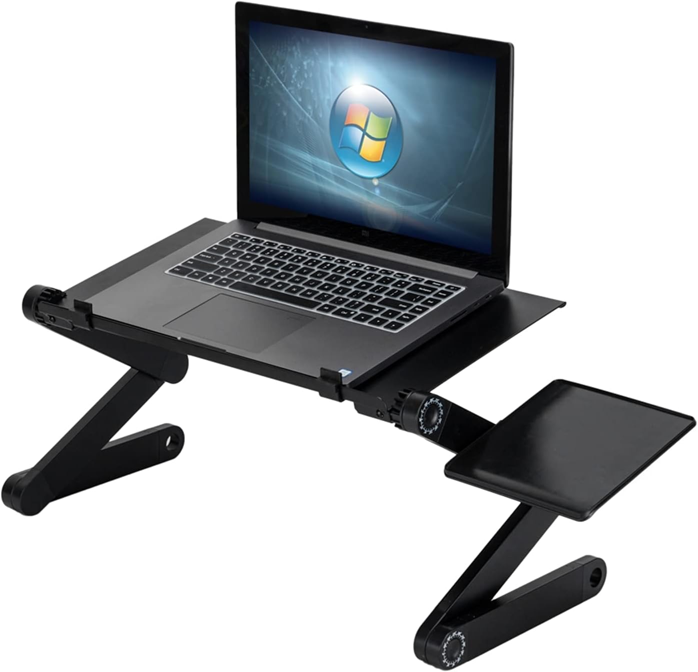 Black Adjustable Aluminum Laptop Stand Lap Desk with Mouse Pad V257424