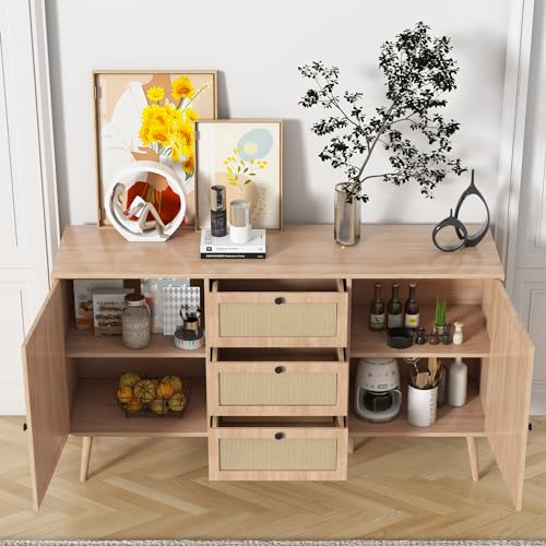 Rattan Sideboard Cabinet with 2 Doors and 3 Drawers F780