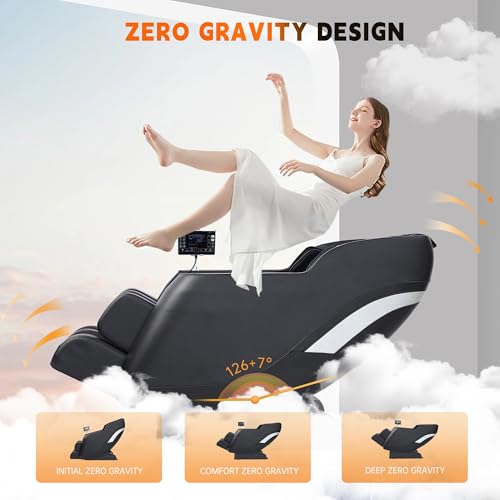 Black Full Body Massage Chair with Zero Gravity, Airbags, Rollers, Bluetooth, Heater Q4132